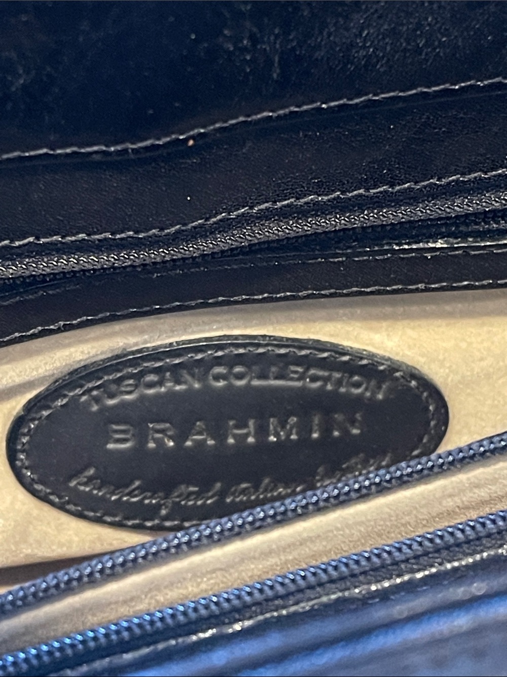 VTG Brahmin Tuscany Collection shoulder bag croc embossed leather standup bag - Picture 7 of 13